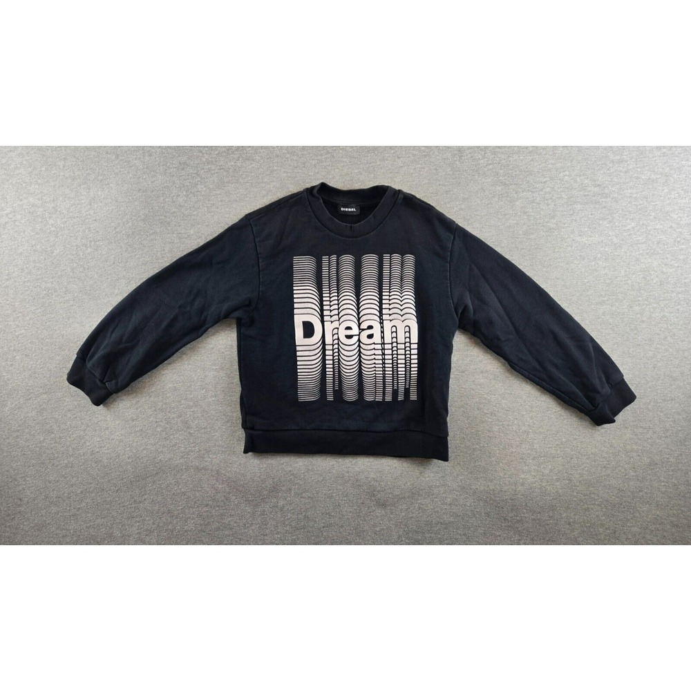 DIESEL KIDS Dream Black Sweatshirt Size 8 Girls Pullover French Terry‎ Designer